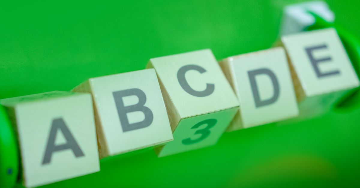 Wooden alphabet blocks spelling out letters