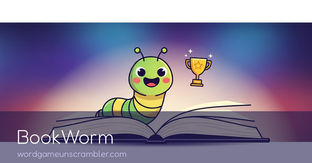 A cartoon worm reading a book — BookWorm leaderboard